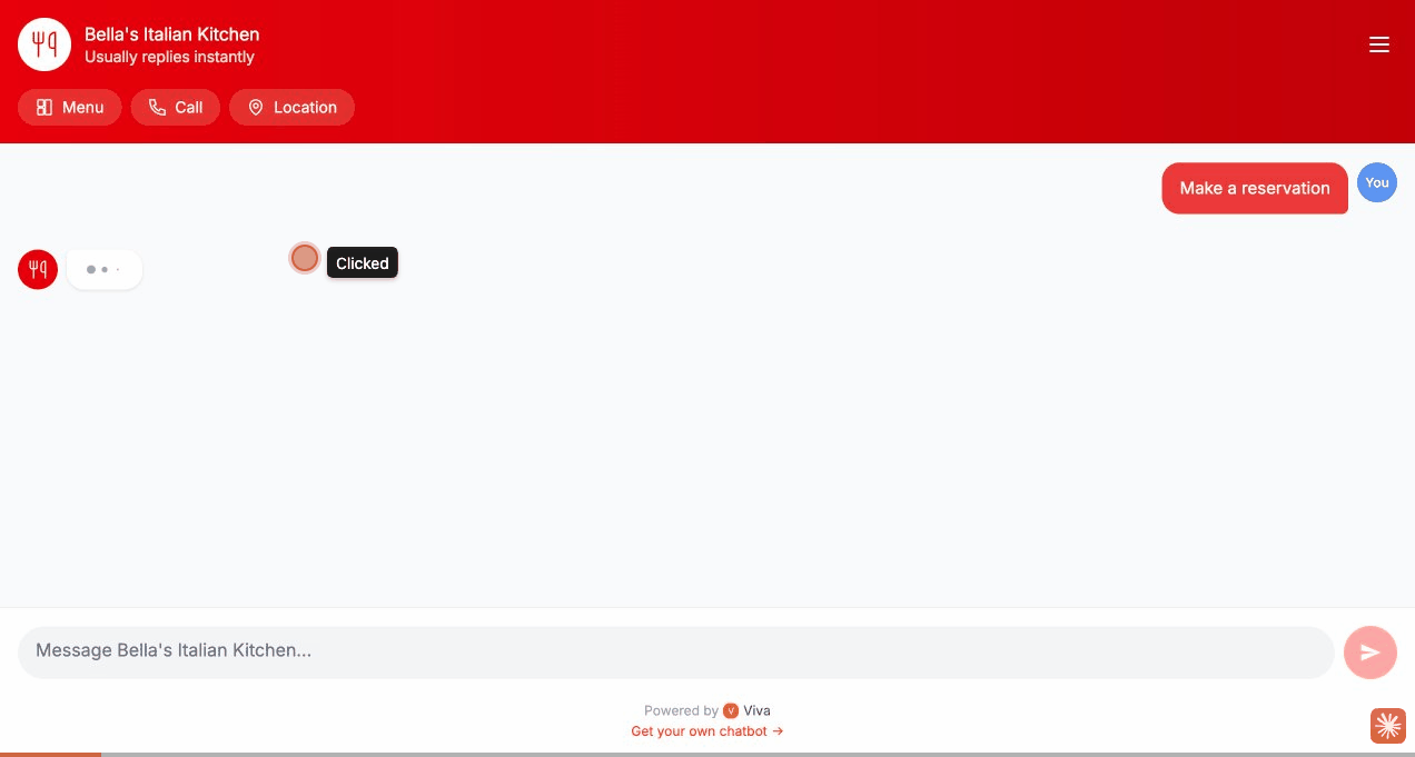 AI chat demo — booking a reservation